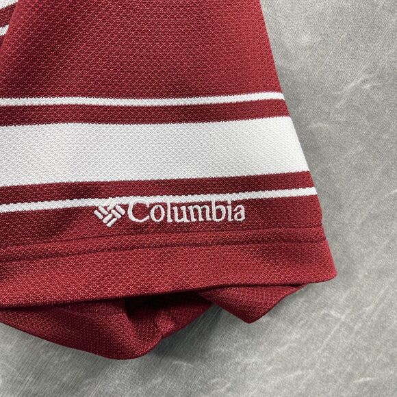 Alabama Crimson Tide Columbia Mens Medium Red Stripe Logo Polo Shirt - Picture 7 of 9
